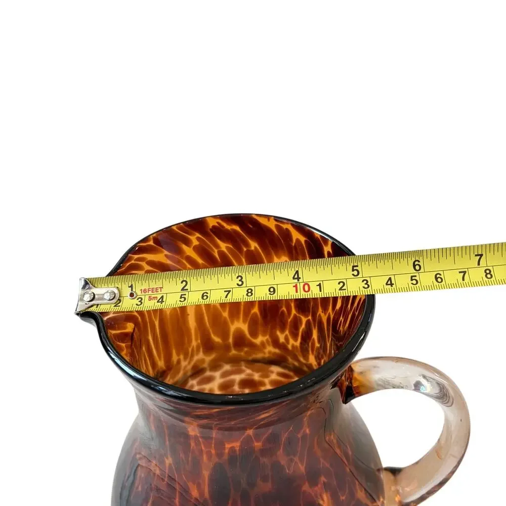 NEW Hand Blown Tortoise Shell Glass Pitcher 9.5in Chic Barware